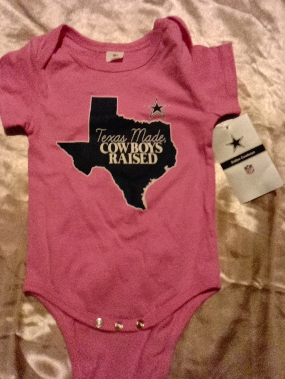 Pink 'Texas Made Cowboys Raised' Baby Bodysuit